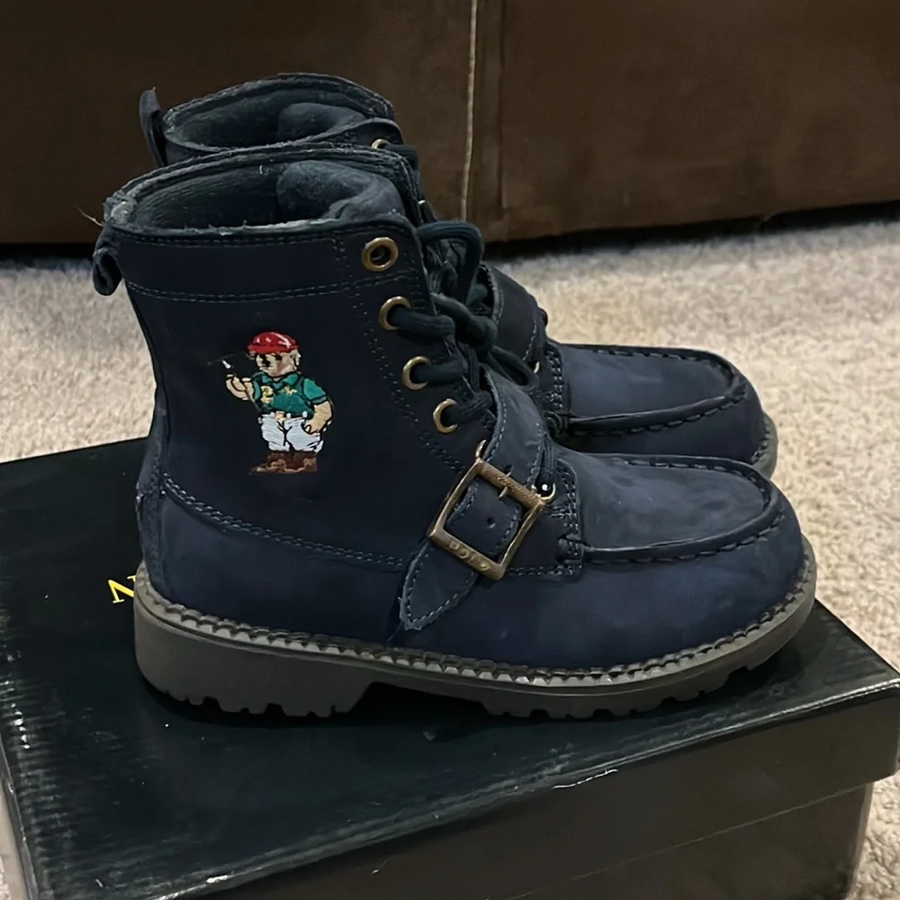 Polo Ralph Lauren Mallet Bear Ranger Hi Boots blue Boys Girls Toddlers Size 4